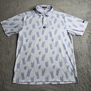 Bad Birdie Shirt Mens XL Lets Get Tiki Beach Print Golf Polo Performance Stretch